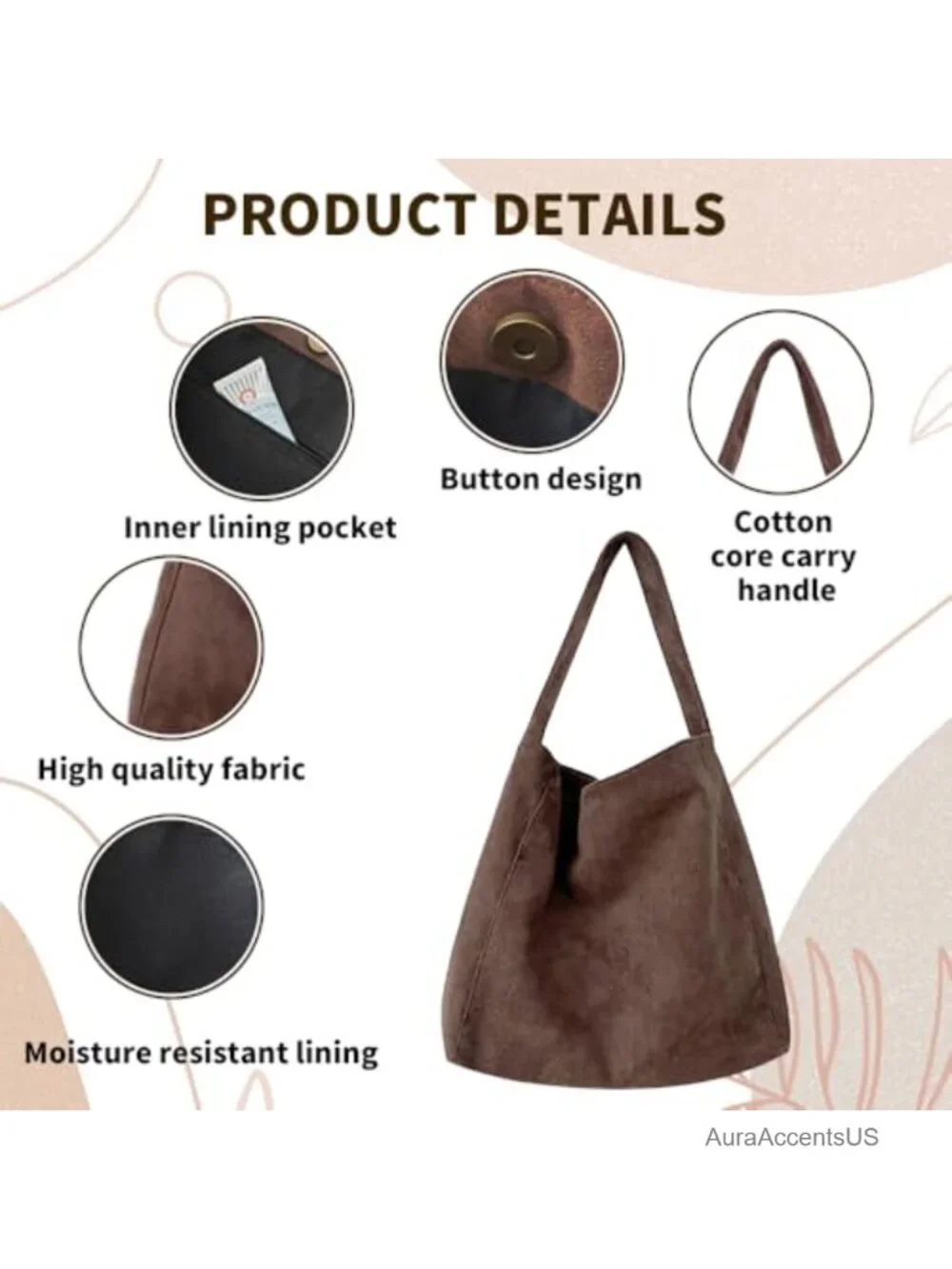 PU Suede Tote Bag Women Large Retro Slouchy Office Shoulder Handbag 2025